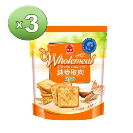 義美 純麥取向蘇打餅乾袋裝341g(3包組)